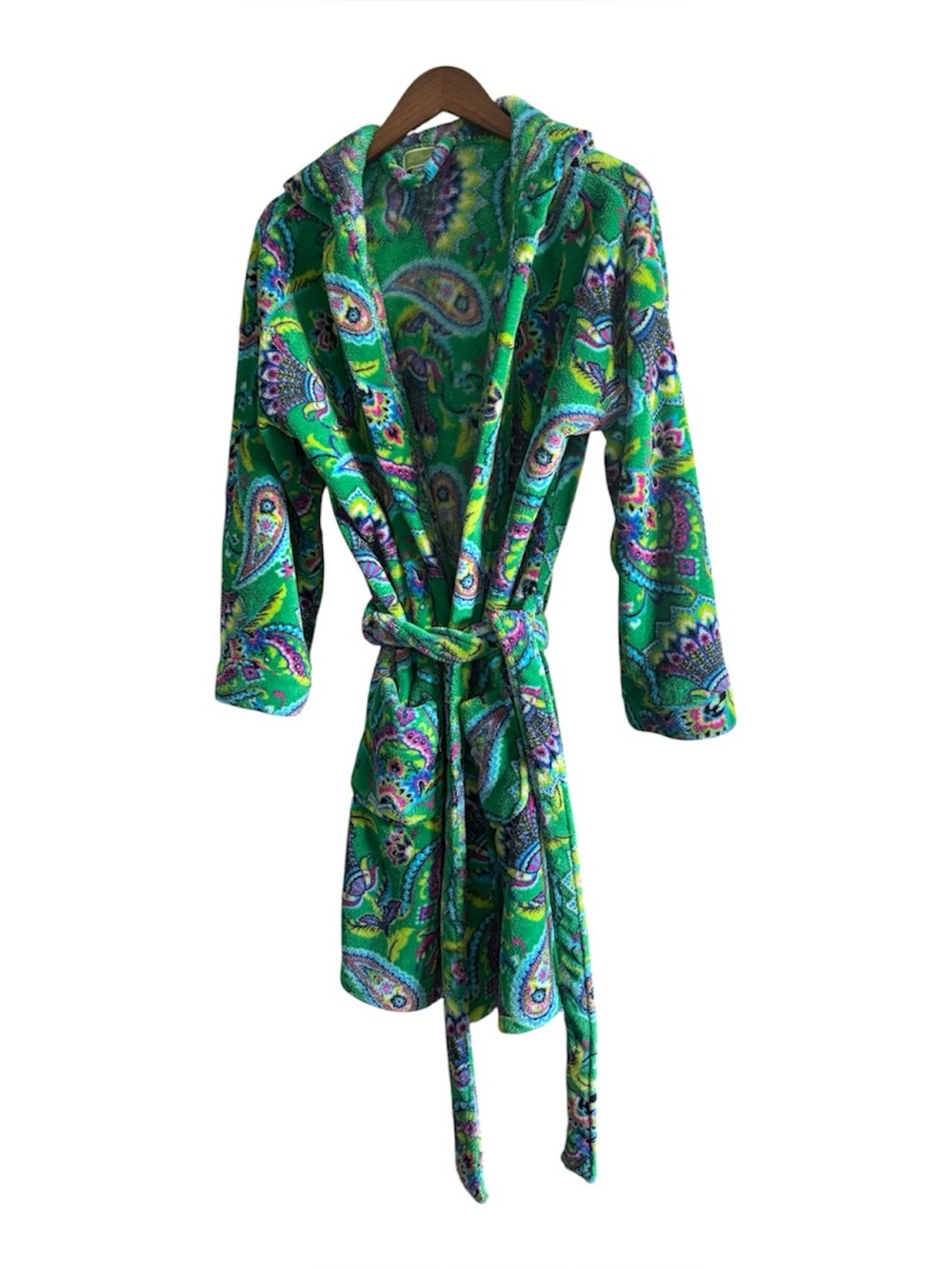 Vera Bradley Vibrant Green Paisley Hooded Robe